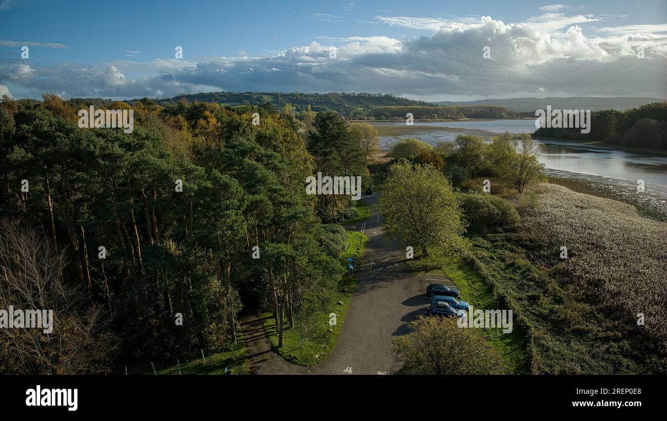 Aerial Drone view over Chew Valley Lake, United Kingdom`s fifth-largest ...