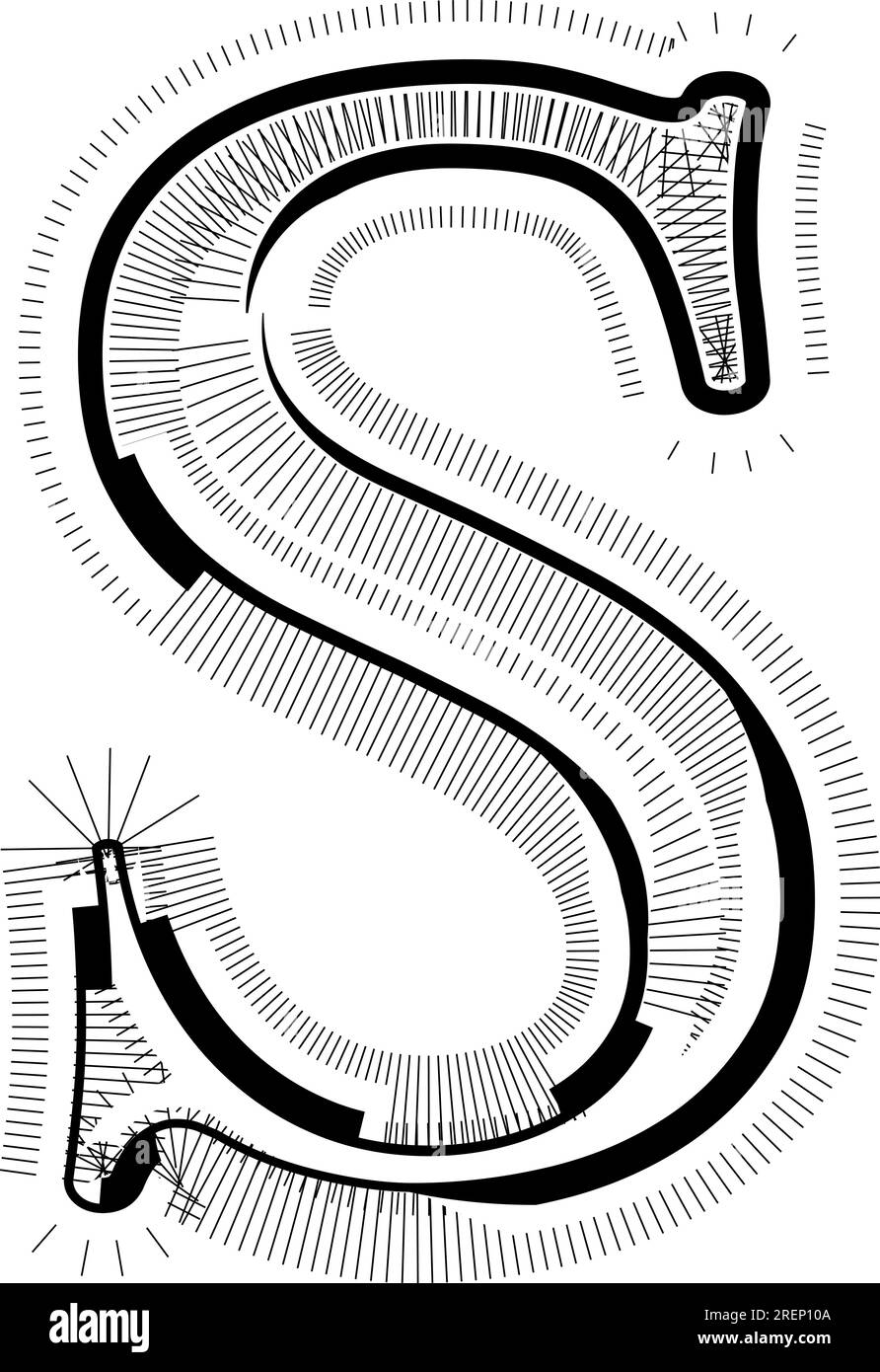 Modern abstract striped design with lines vector illustration LETTER S ...