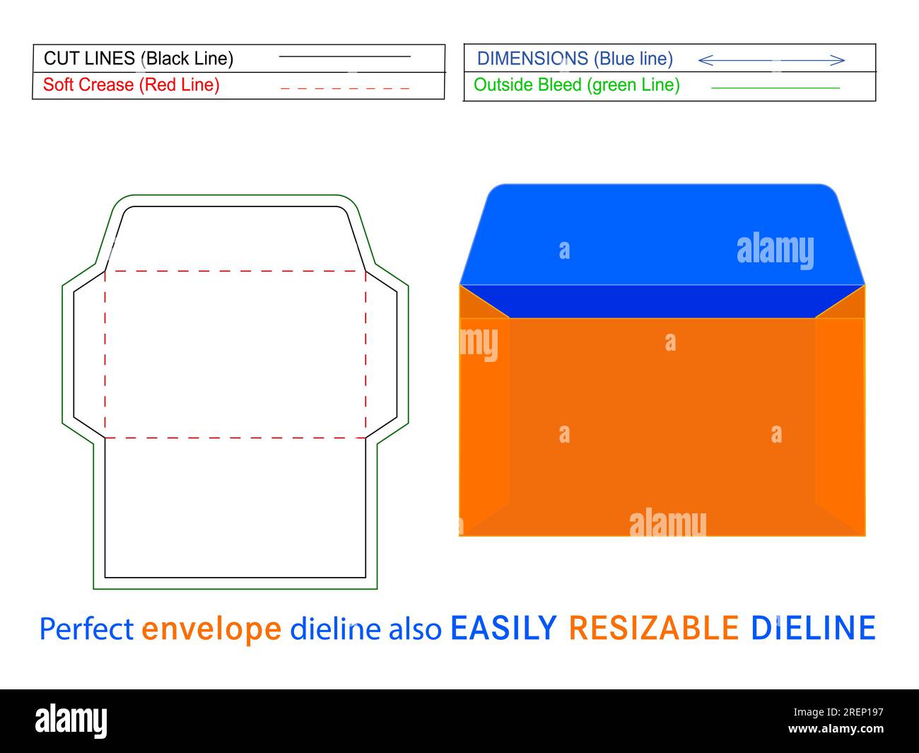 Booklet envelope die line template and 3D box editable easily