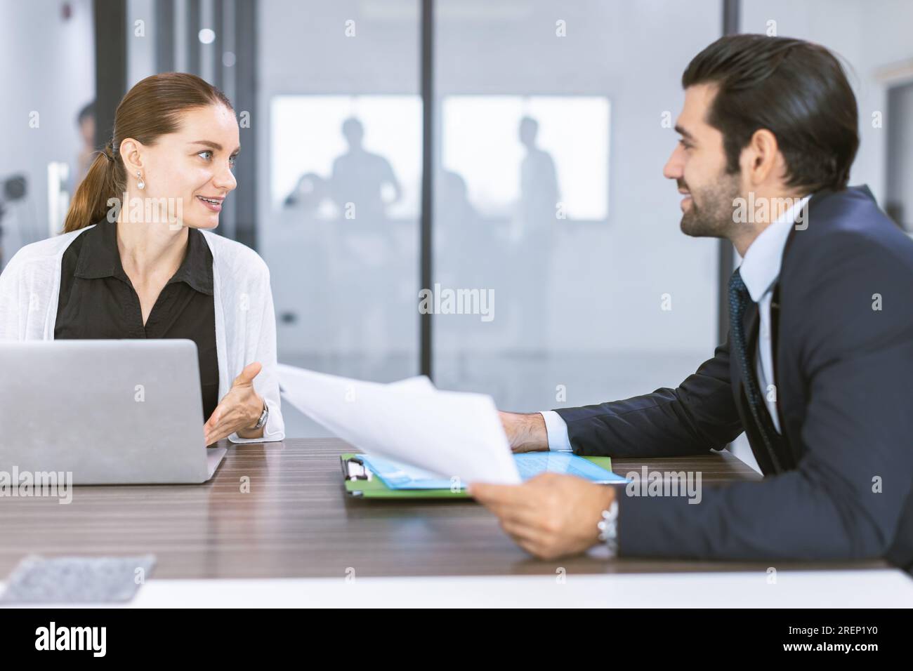 business manager businesspeople talking together conversation at office ...