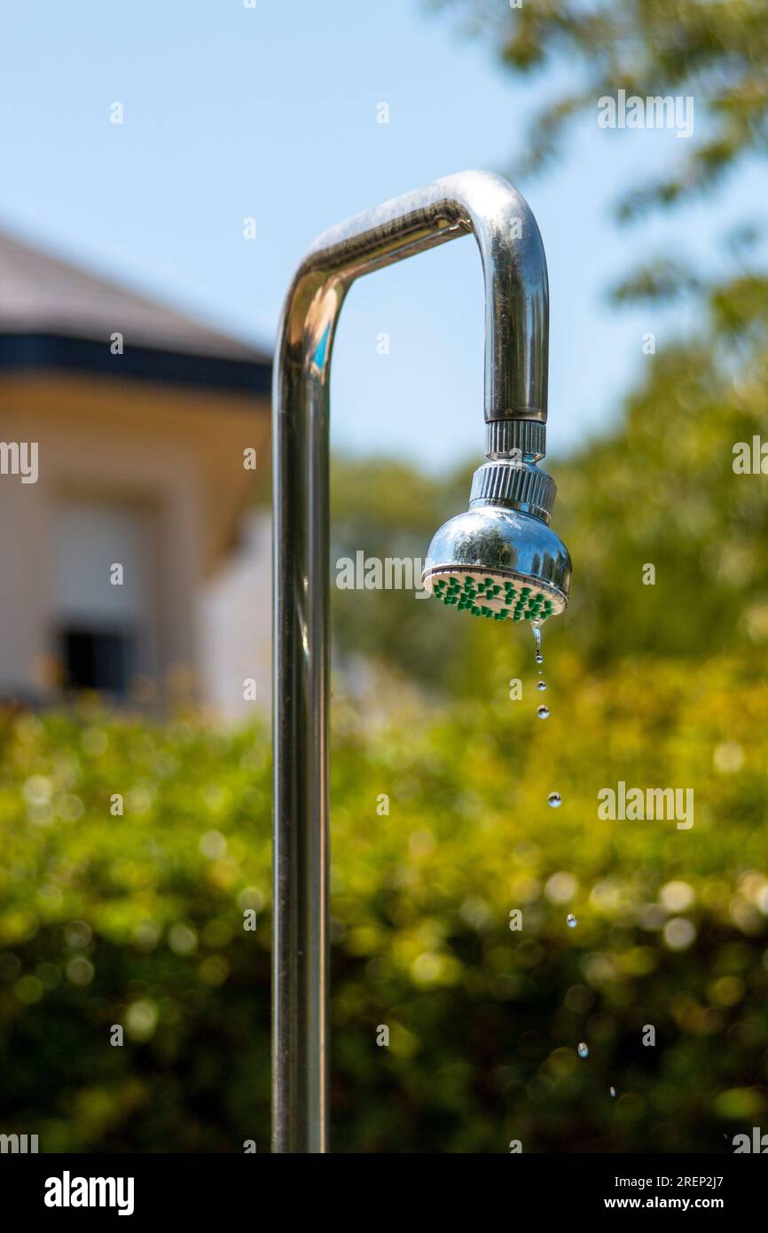 stainless steel pool shower dripping Stock Photo Alamy