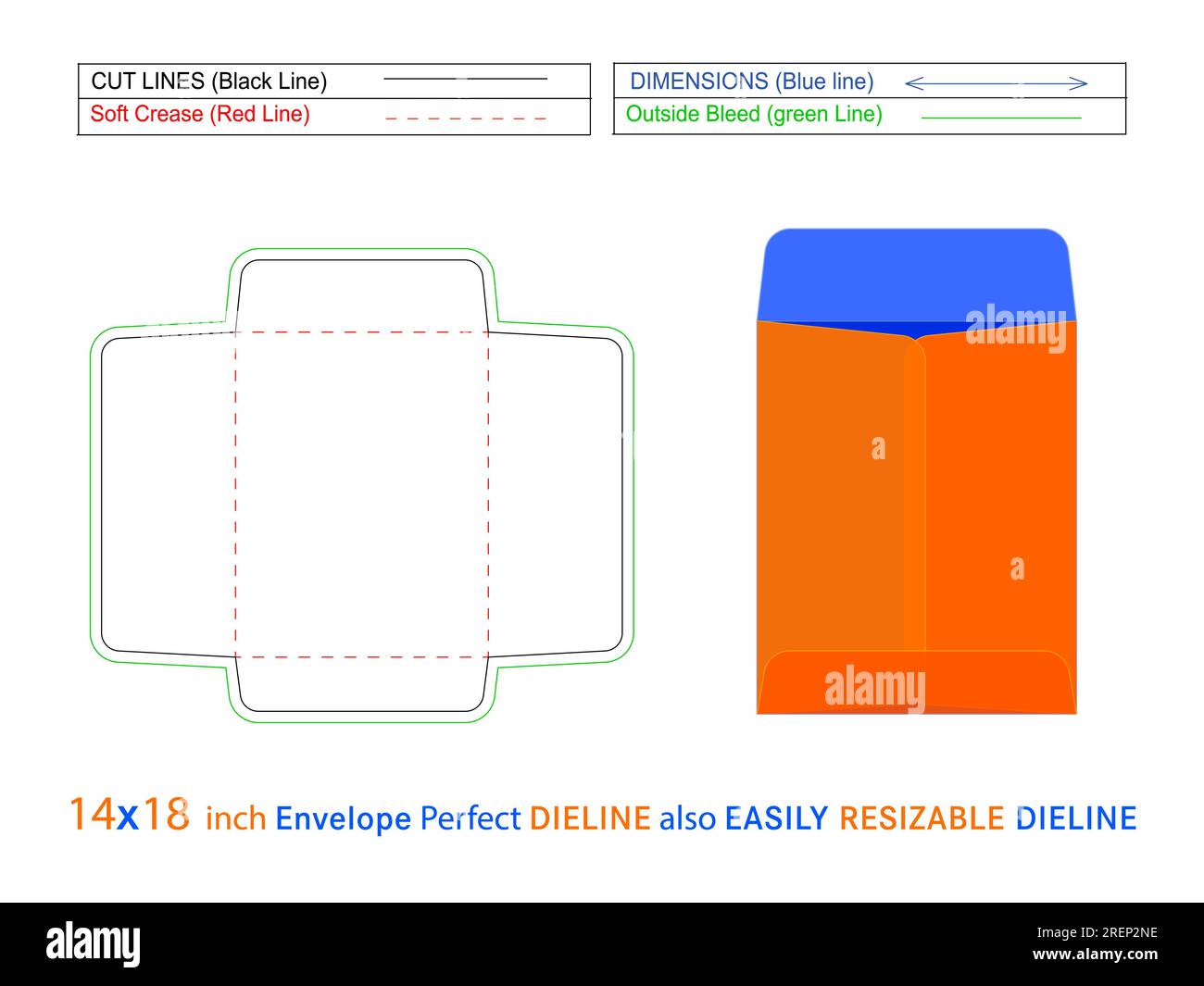Catalogue envelope or Policy open end envelope 14x18 inch die line