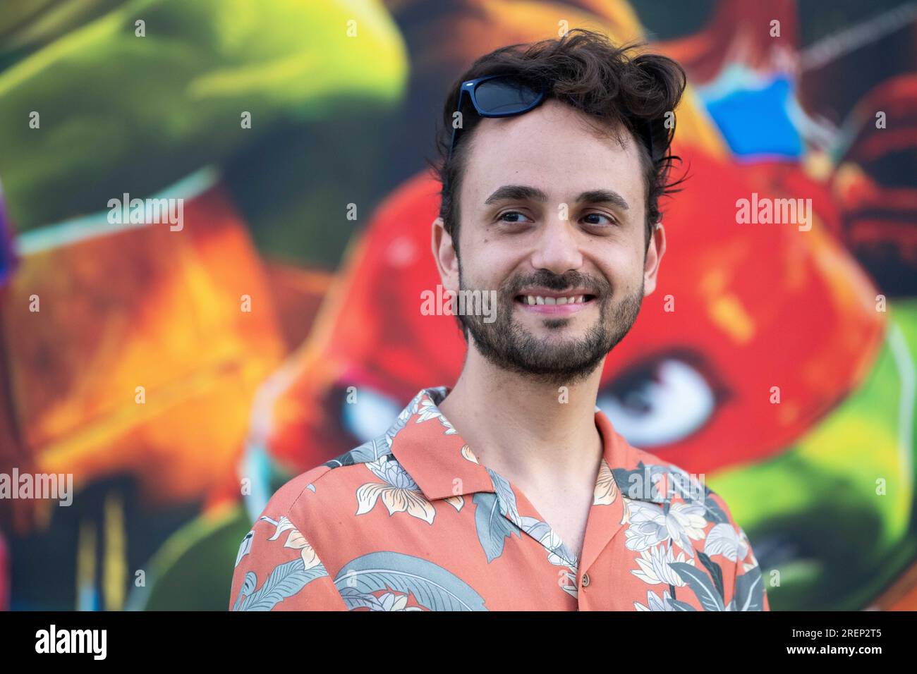 Giffoni Valle Piana, Salerno, Italy. 28th July, 2023. Italian creator and voice actor Alberto Pagnotta at Teenage Mutant Ninja Turtles: Mutant Mayhem italian preview during the Giffoni Film Festival 2023 on July 29, 2023 in Giffoni Valle Piana, Salerno, Italy (Credit Image: © Francesco Luciano/ZUMA Press Wire) EDITORIAL USAGE ONLY! Not for Commercial USAGE! Stock Photo