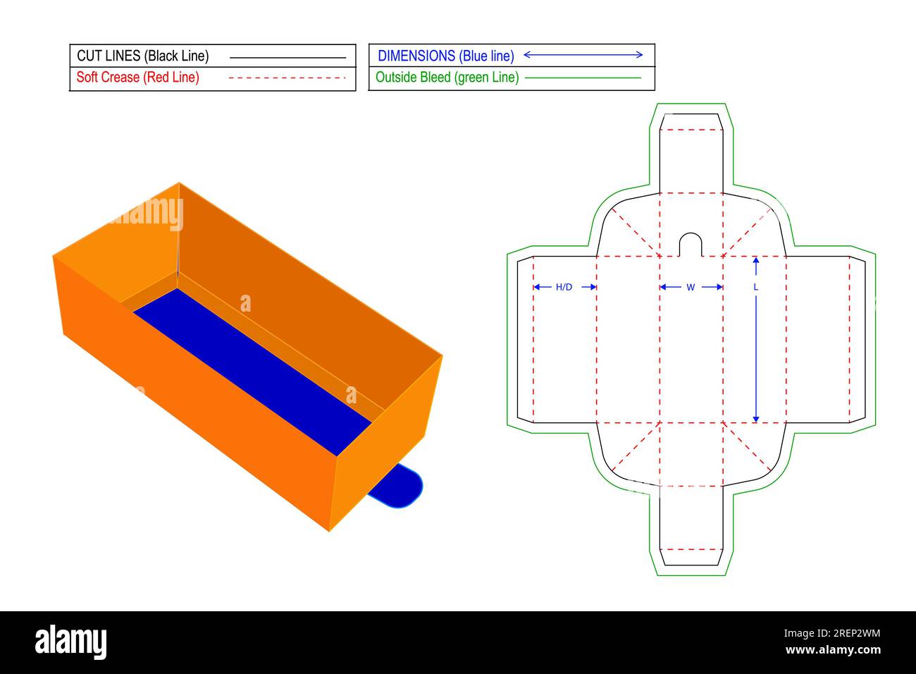 Easily foldable Drawer cardboard gift boxes, die line template and 3D