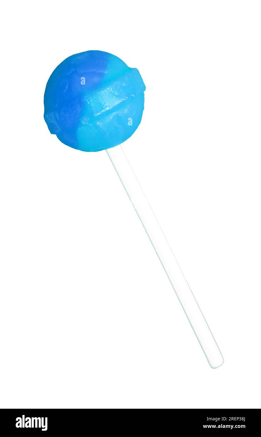Gradient Vibrant Blue Lollipop Candy Isolated on white background Stock Photo