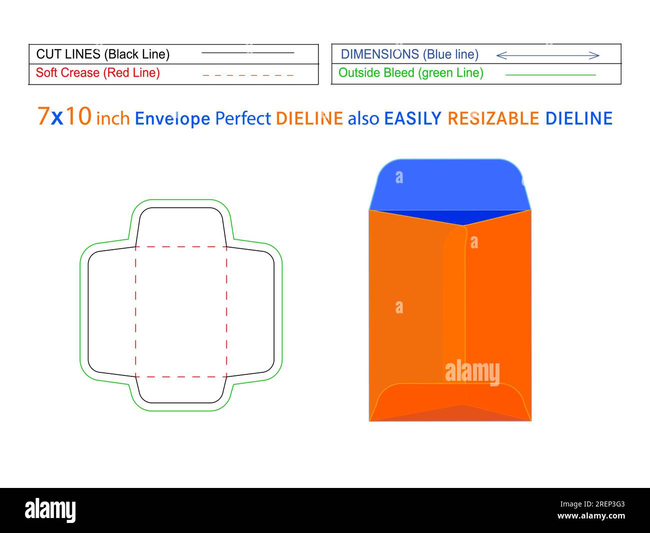 7x10 inch policy open end envelope or Catalogue envelope die line