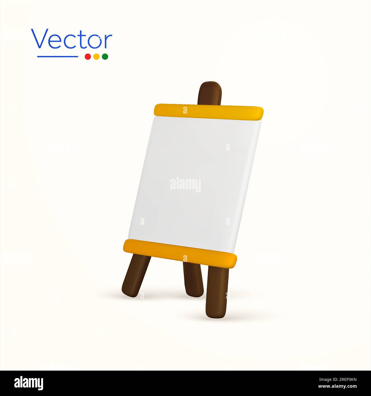 3d Wooden Brown Sienna Easel, painting board with stand, isolated on ...