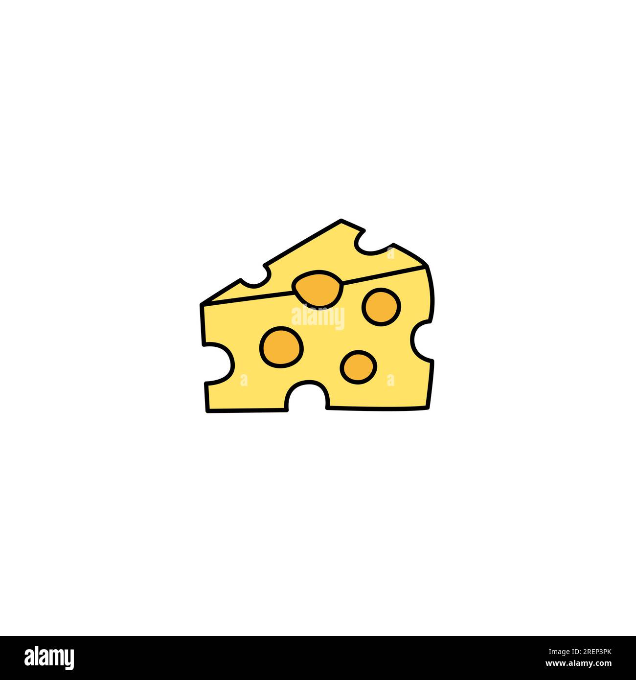 Cheese piece doodle element isolated. Vector outline illustration of