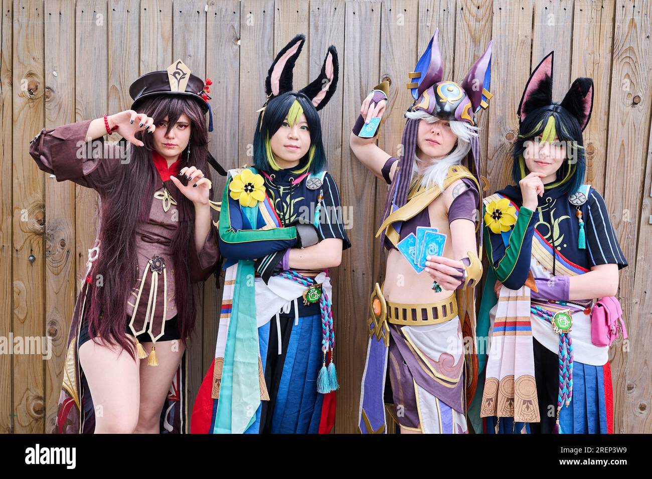 Berlin, Germany. 29th July, 2023. Dressed up Genshin Impact fans get