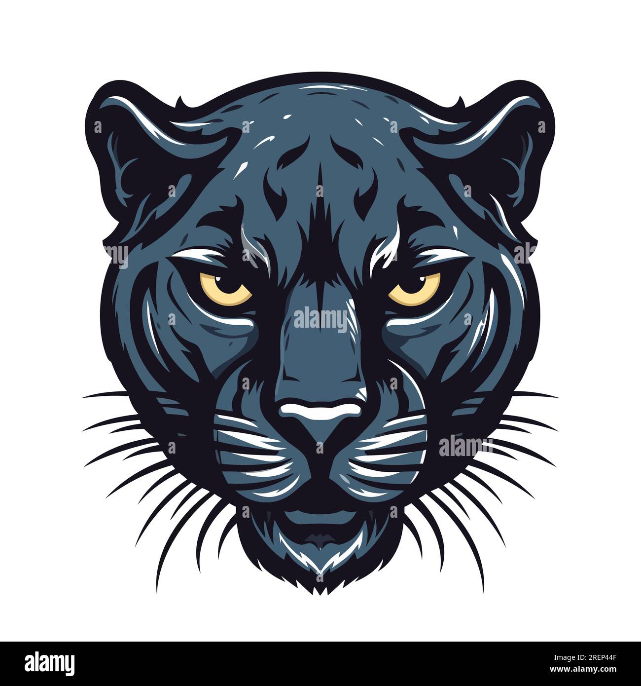 Panther head logo design. Abstract drawing panther face. Cute panther face isolated. Vector