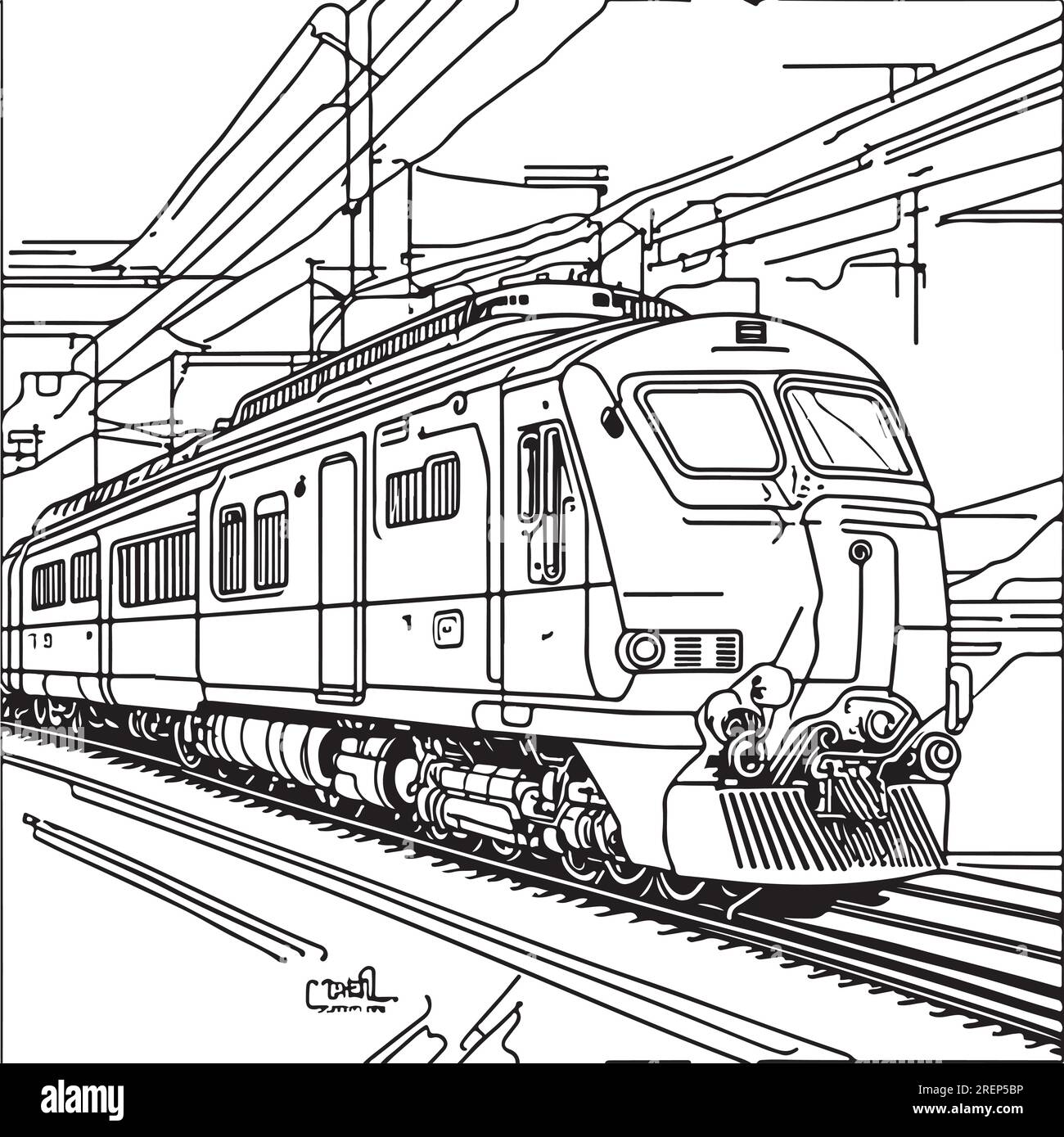 Continuous one line drawing. Modern high speed passenger commuter train.  Vector illustration Stock Vector Image & Art - Alamy