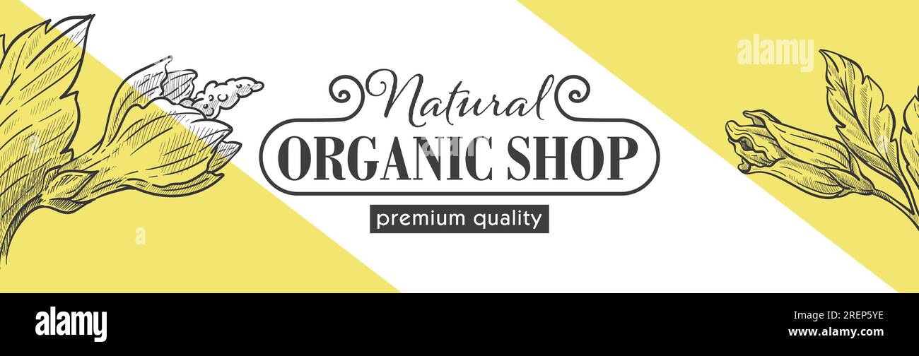 Natural organic shop with premium quality vector Stock Vector Image ...