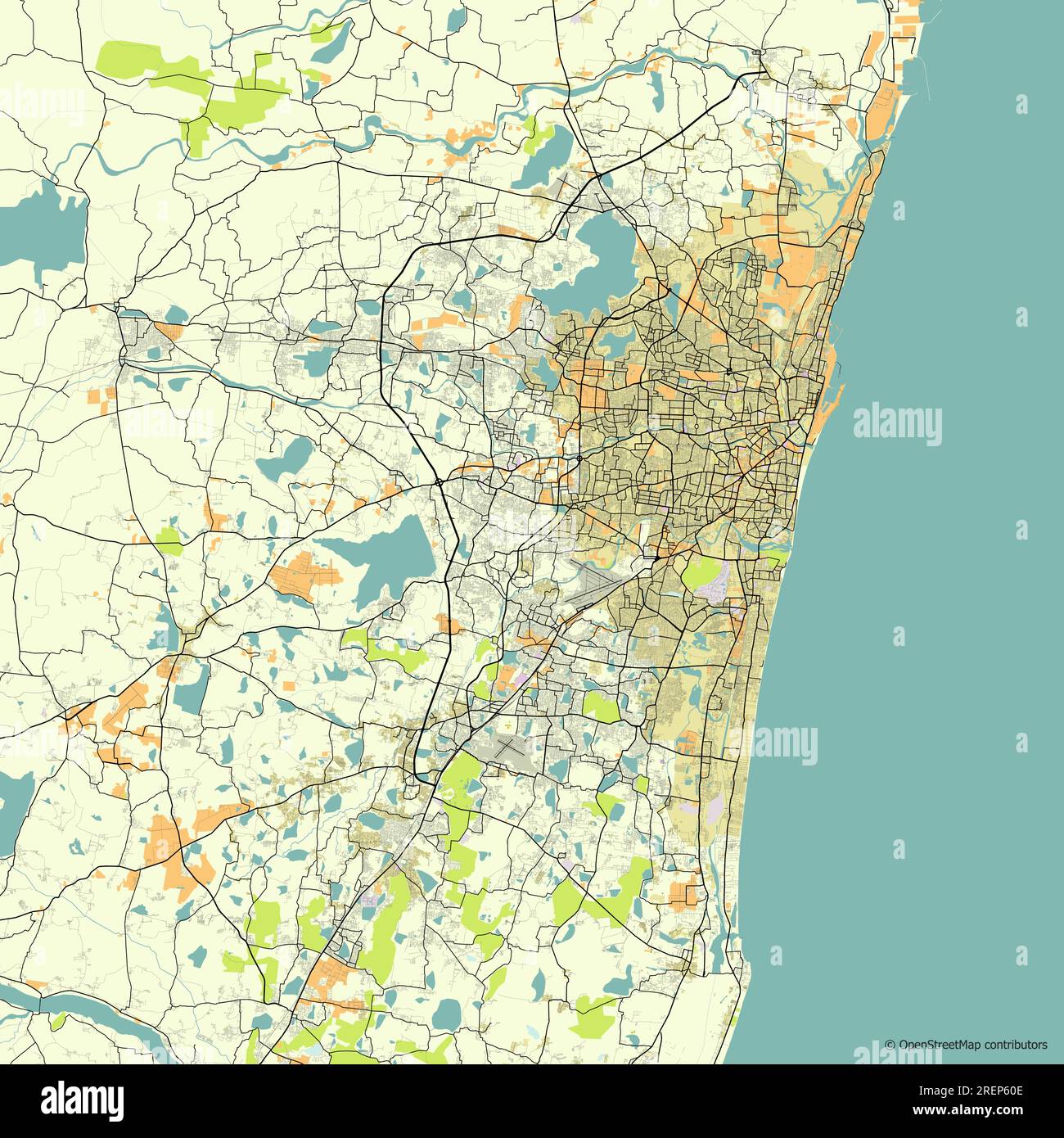 Vector city map of Chennai, Tamil Nadu, India Stock Vector