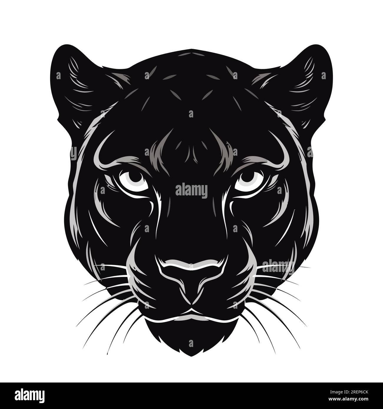 Panther head logo design. Abstract drawing panther face. Cute panther face isolated. Vector