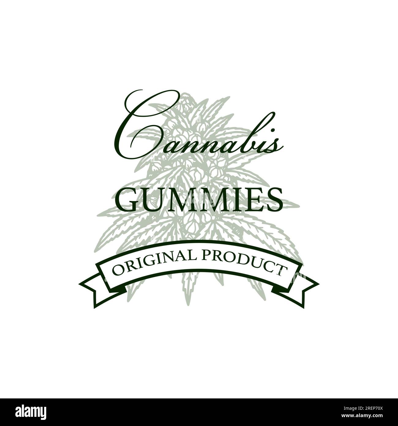 Cannabis product packaging design. Marijuana logo template with hand