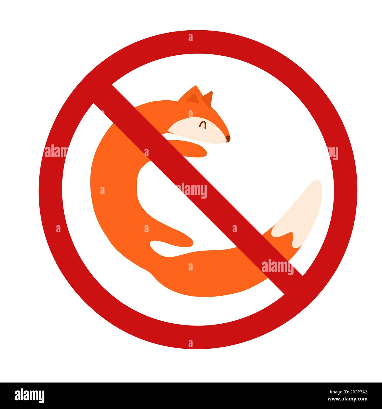 Vector forbidden sign with foxe isolated from the background. Do not