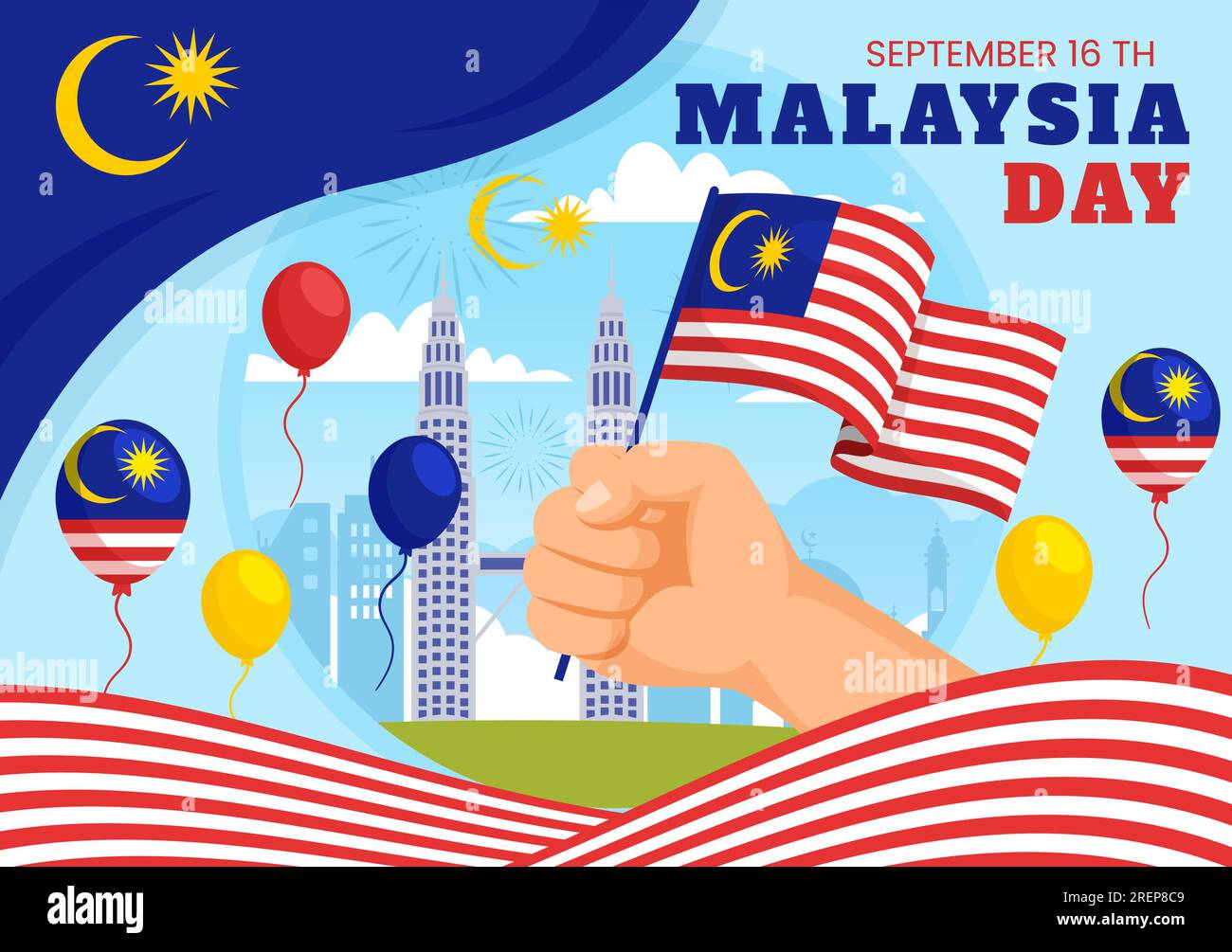 Happy Malaysia Day Celebration Vector Illustration on 16 September with ...
