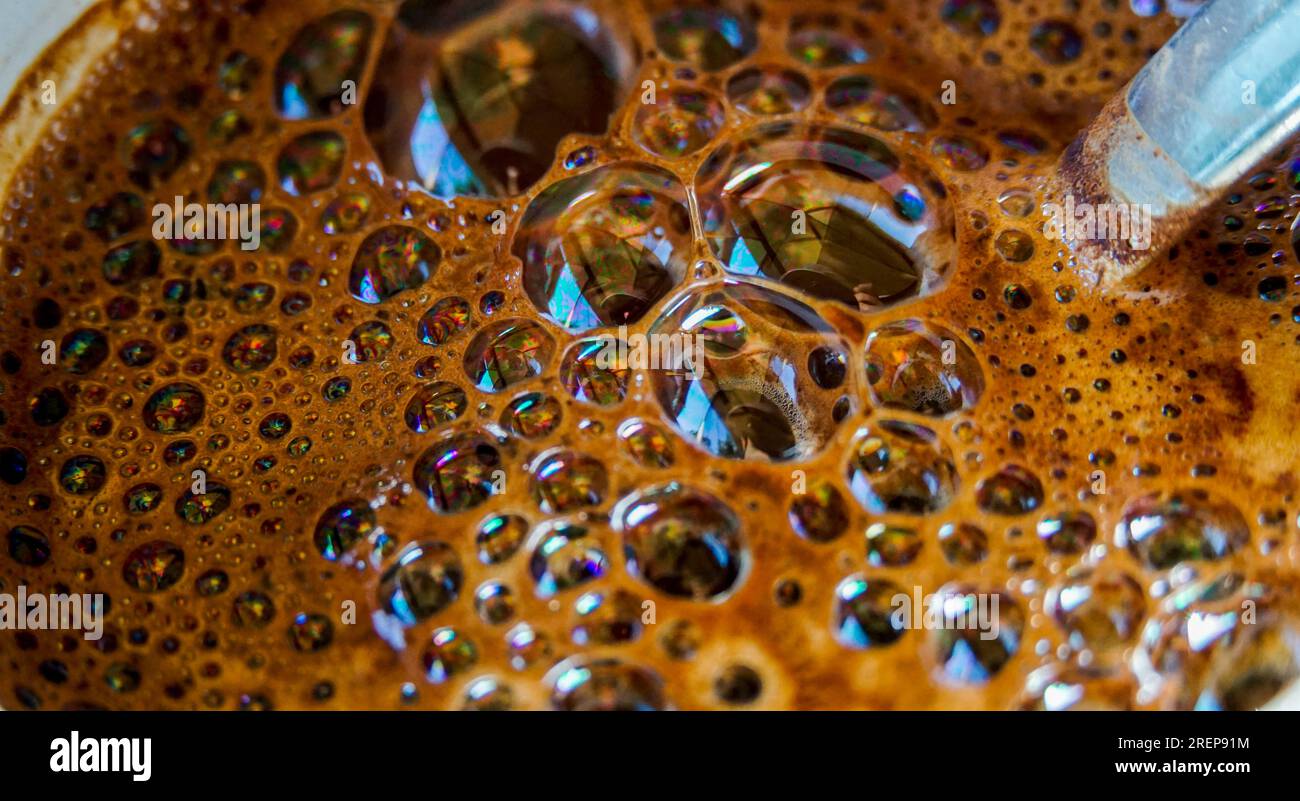 Coffee bubbles close up. texture and background Stock Photo Alamy
