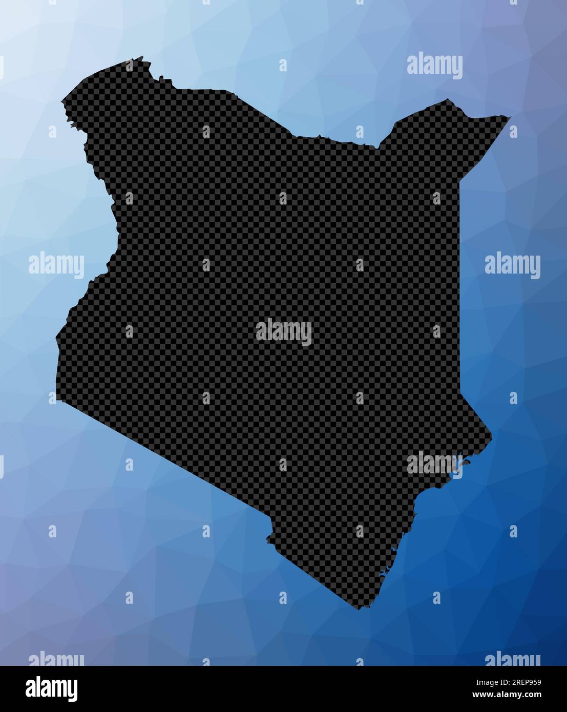 Kenya geometric map. Stencil shape of Kenya in low poly style