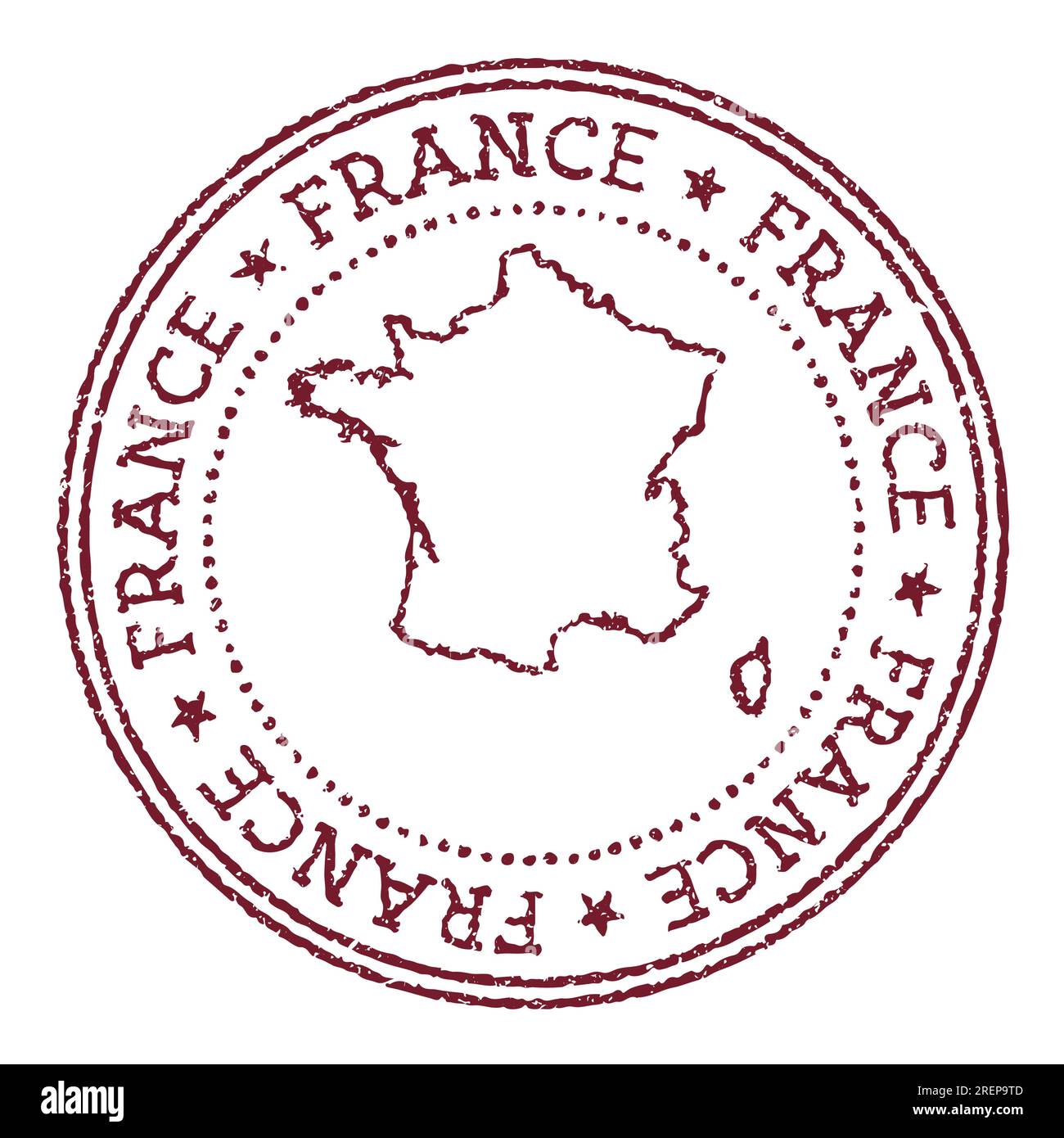 France round rubber stamp with country map. Vintage red passport stamp