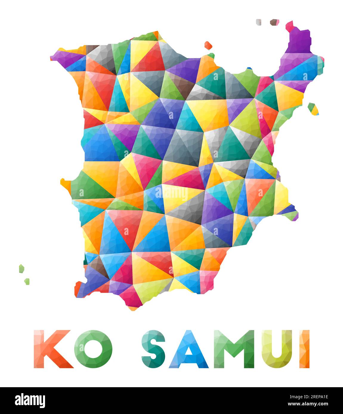 Ko Samui - colorful low poly island shape. Multicolor geometric triangles. Modern trendy design. Vector illustration. Stock Vector