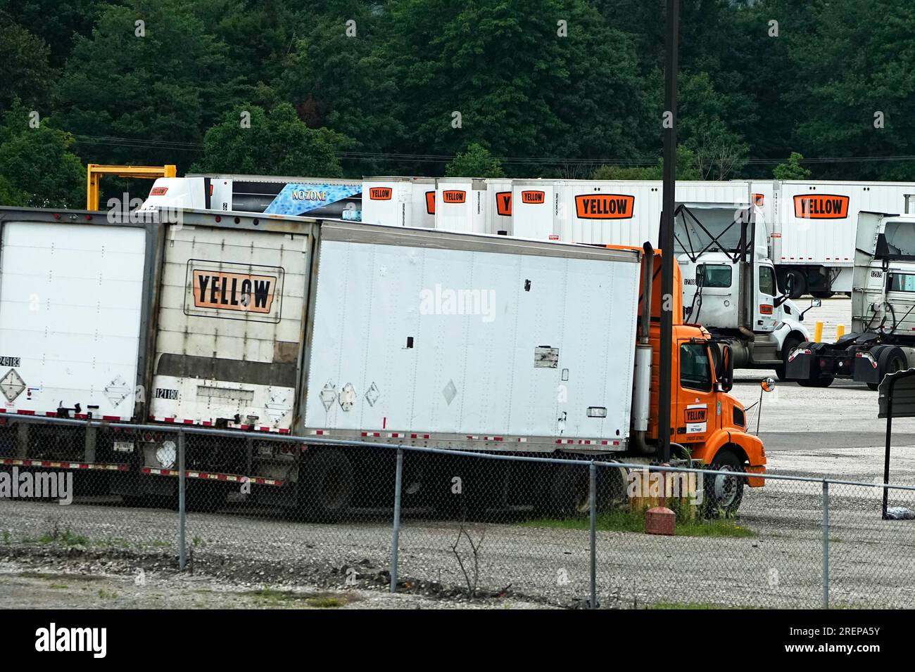 Yellow Corp. trucks and trailers are pictured at a YRC Freight facility
