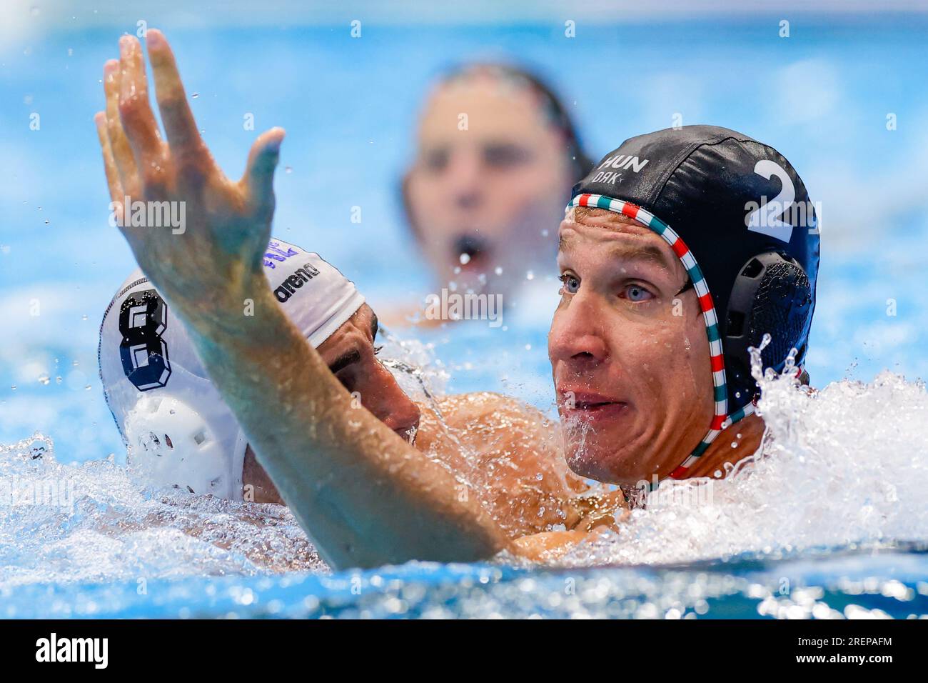 Fukuoka, Japan. 29th July, 2023. FUKUOKA, JAPAN - JULY 29: Daniel Angyal of Hungary during the World Aquatics Championships 2023 Men's Waterpolo Gold Medal match between Greece and Hungary on July 29, 2023 in Fukuoka, Japan (Photo by Albert ten Hove/Orange Pictures) Credit: Orange Pics BV/Alamy Live News Stock Photo