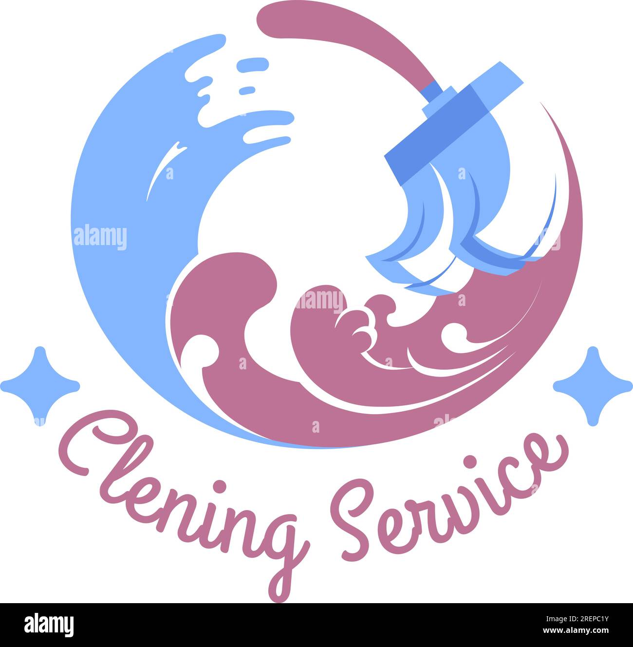 Cleaning service company logotype with brushes Stock Vector