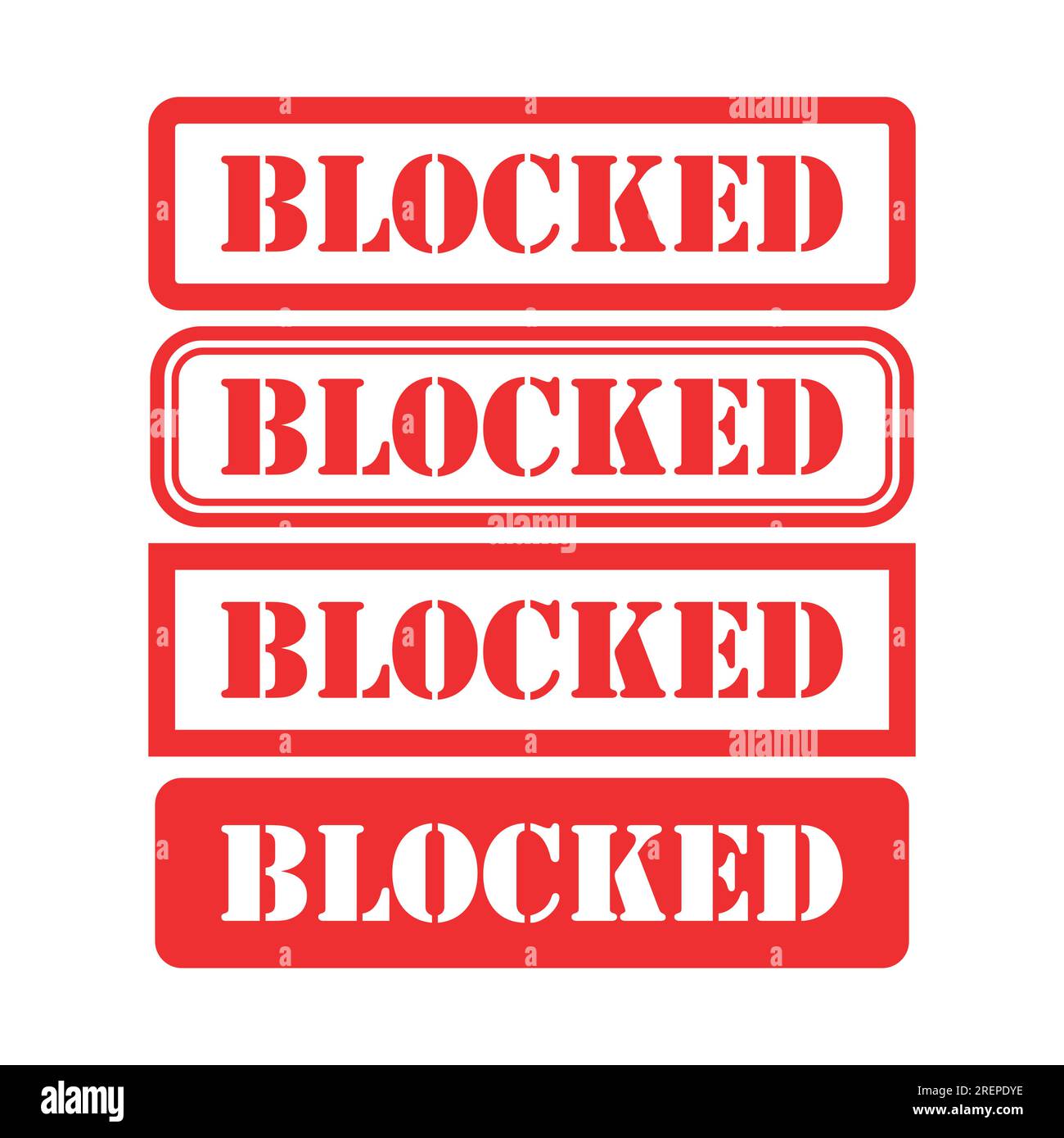 Set of Blocked stamp symbol, label sticker sign button, text banner ...