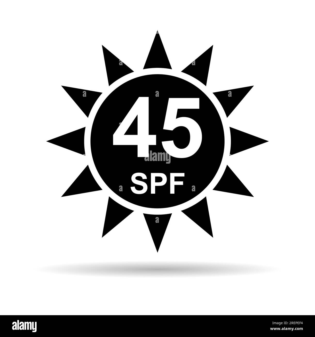 Sun protection factor 45 icon shadow, uv radiation block symbol, sun