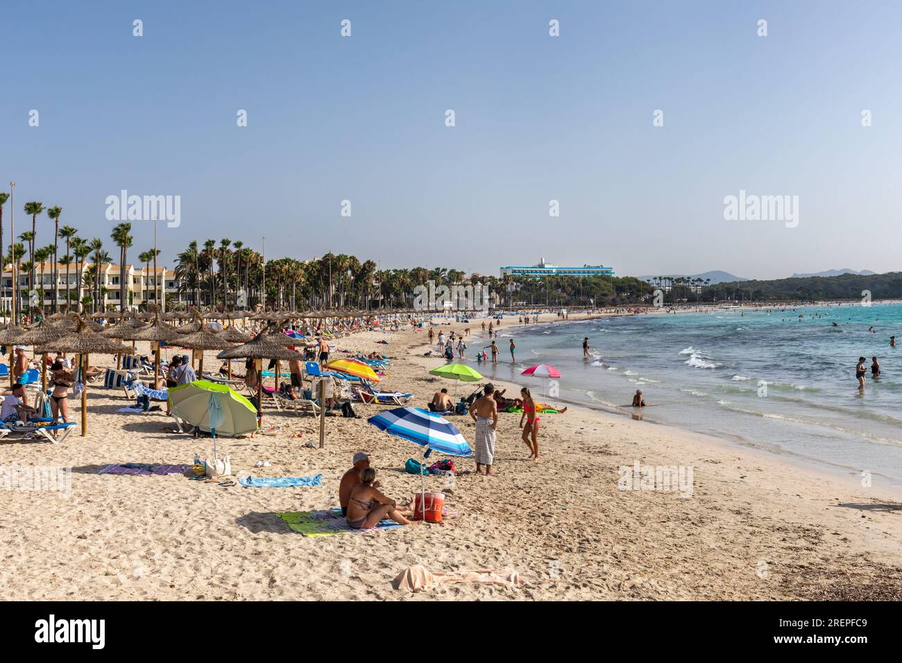 Sa Coma beach, Sa Coma, Majorca (Mallorca), Balearic Islands, Spain. Europe Stock Photo