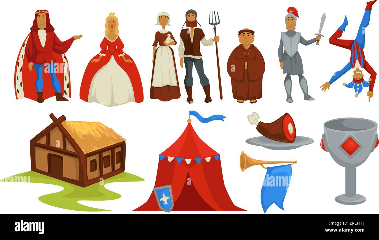 Medieval times, people and ancient culture vector Stock Vector