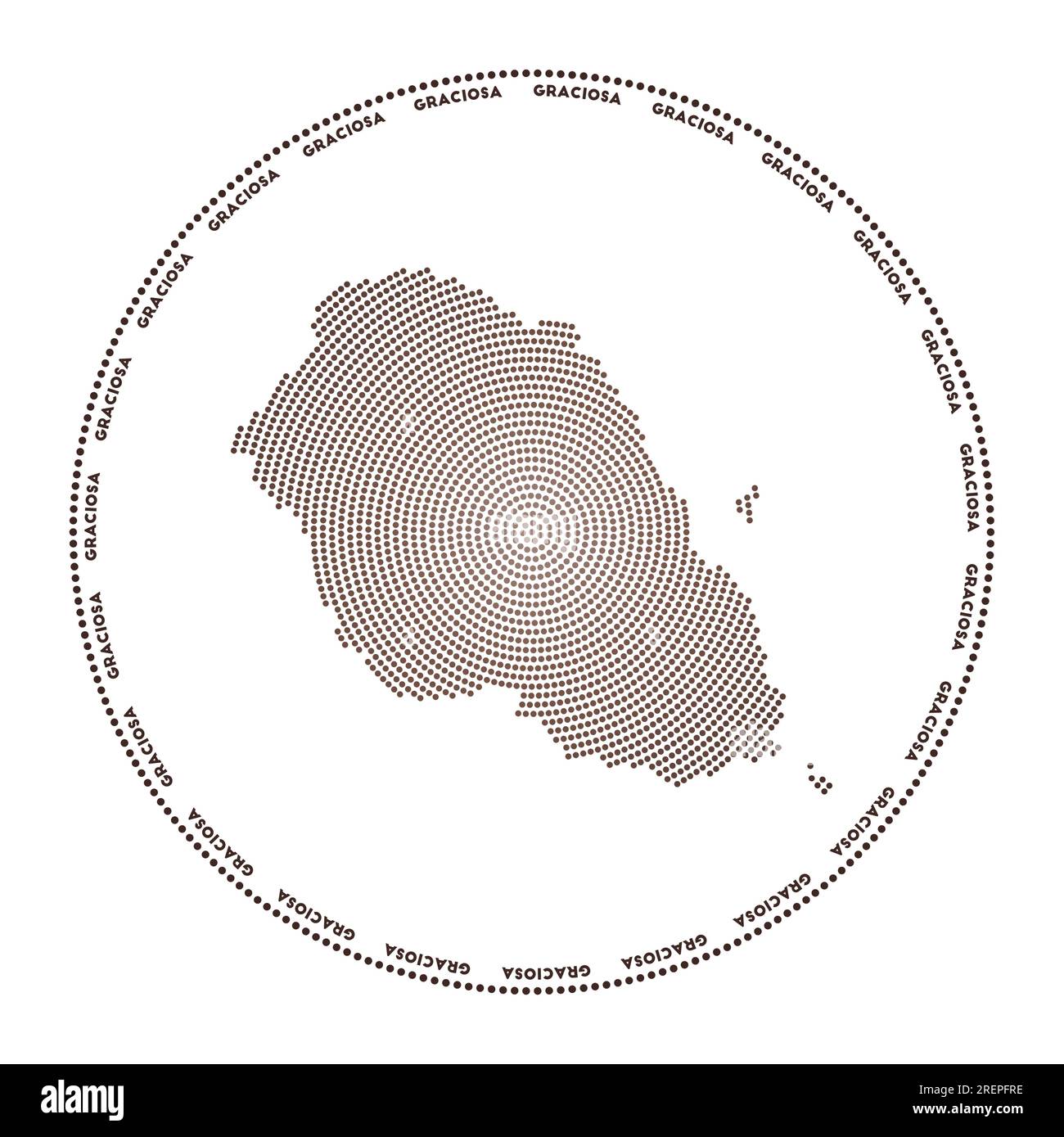 Graciosa round logo. Digital style shape of Graciosa in dotted circle ...