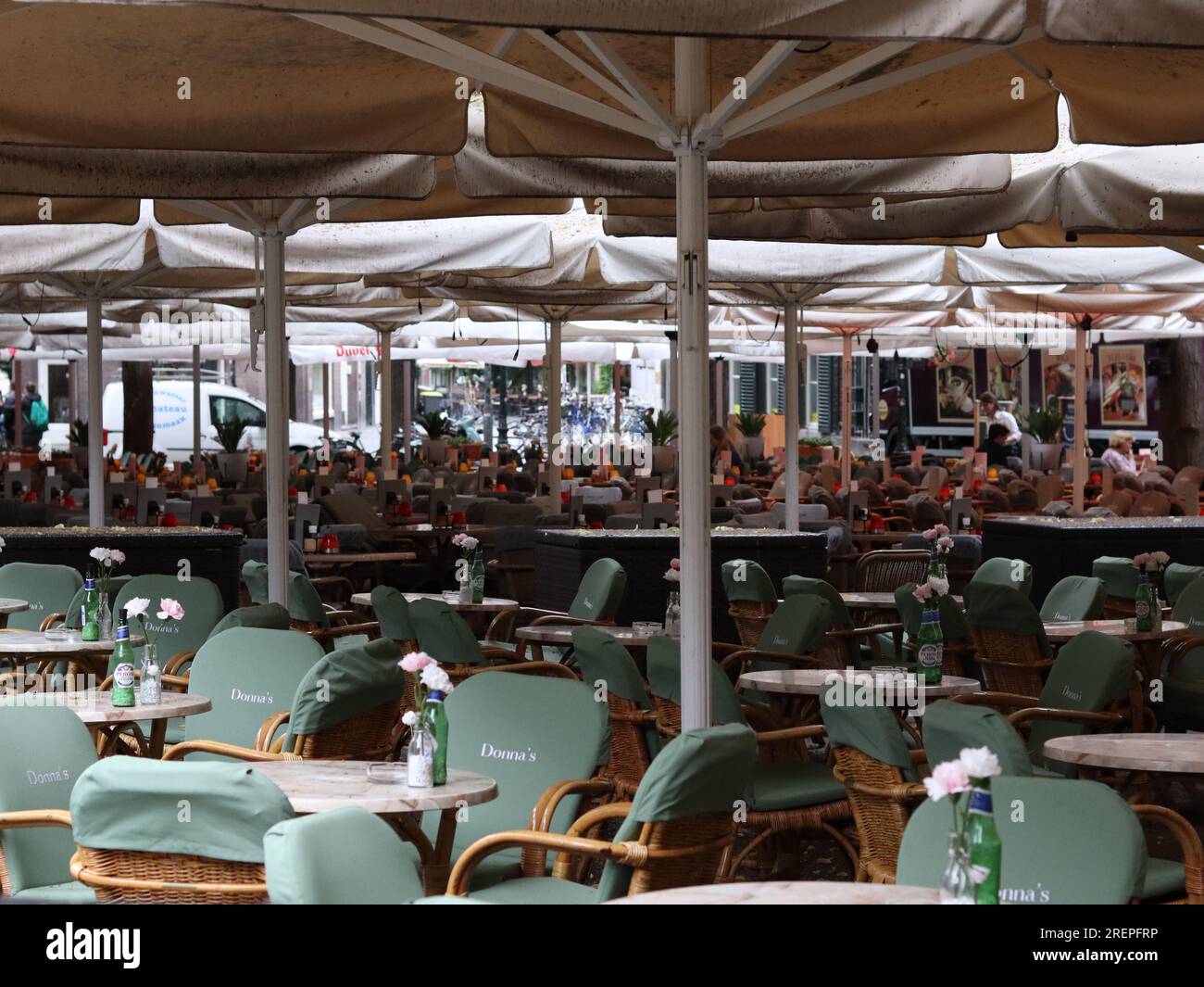 Outdoor restaurant table & chairs in Maastricht, The Netherlands Stock