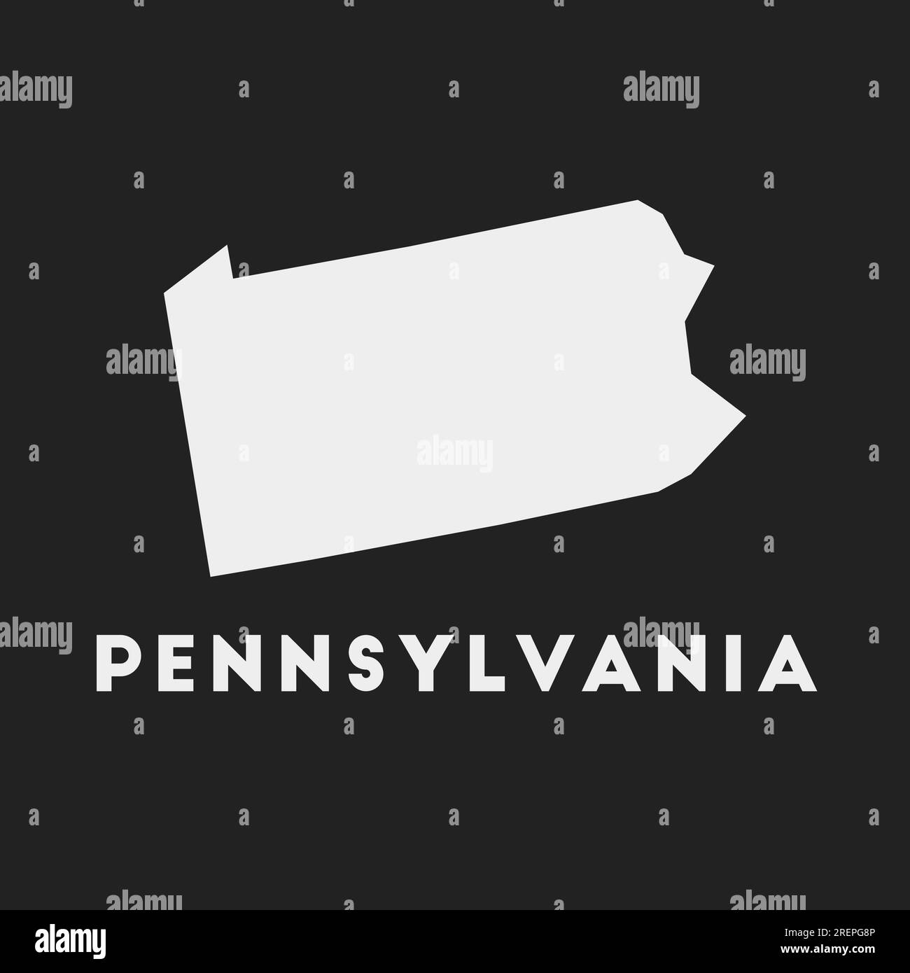 Pennsylvania icon. Us state map on dark background. Stylish
