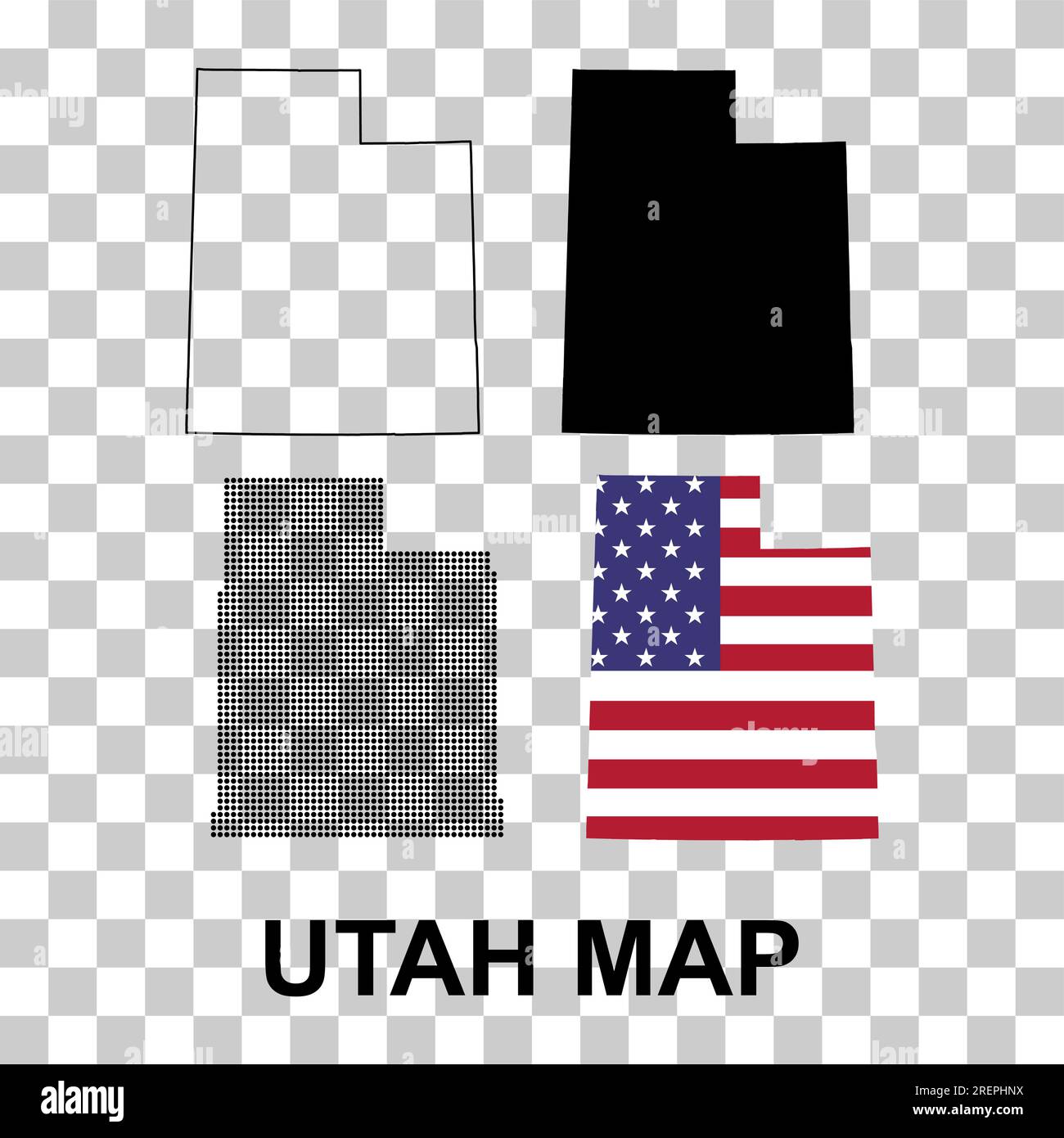 Set of Utah map shape, united states of america. Flat concept icon