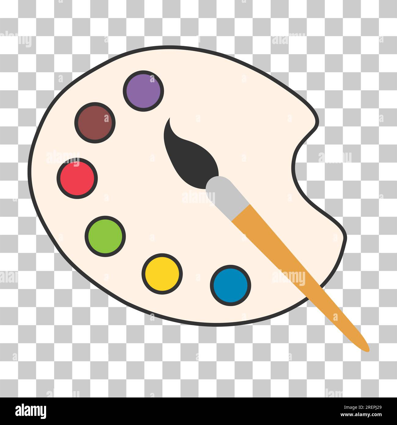 Flat art tool palette with paints color, artist web design graphic ...