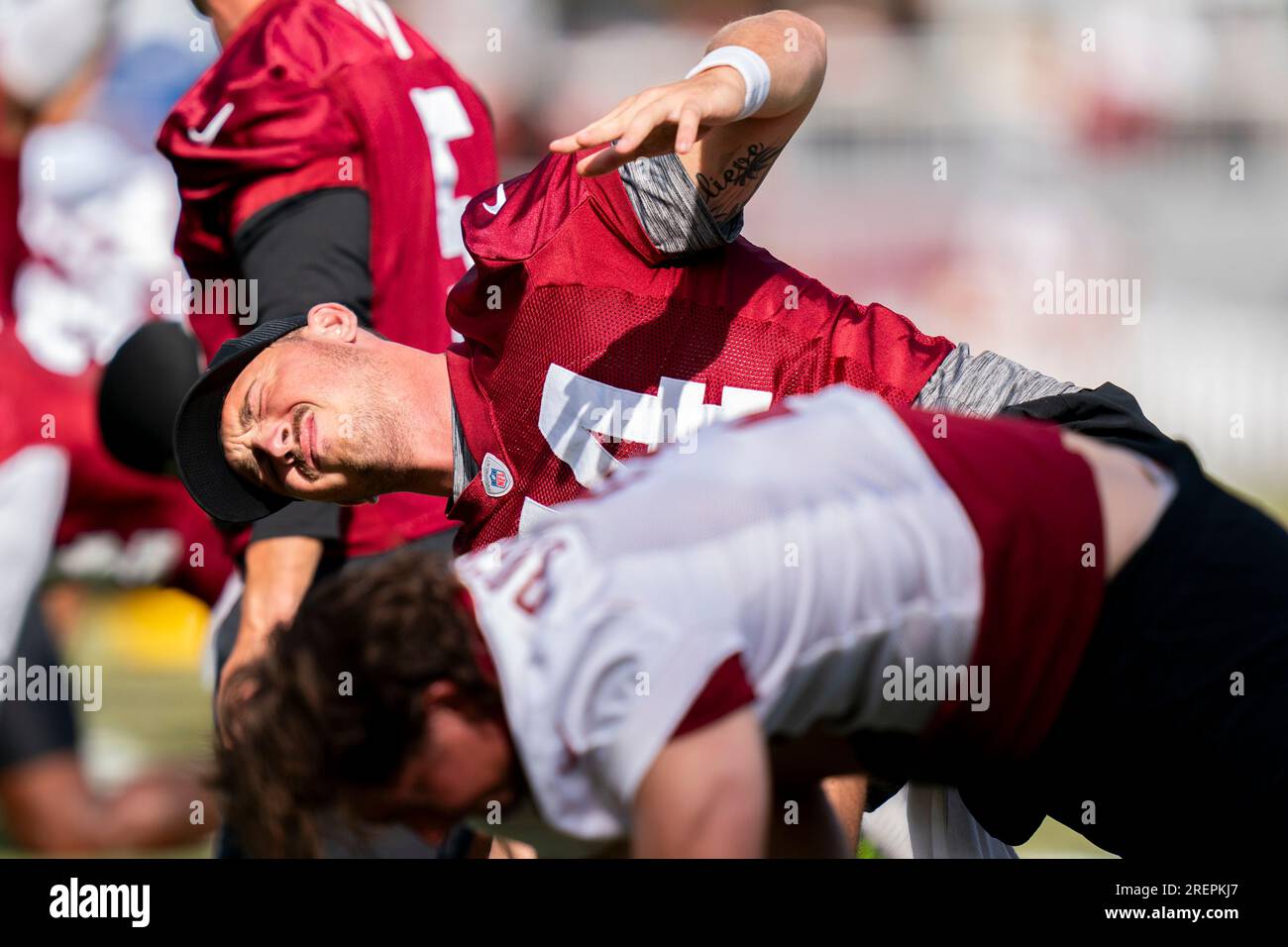 Washington Commanders long snapper Camaron Cheeseman (54) walks to practice  at the team's NFL football training facility, Friday, July 29, 2022 in  Ashburn, Va. (AP Photo/Alex Brandon Stock Photo - Alamy