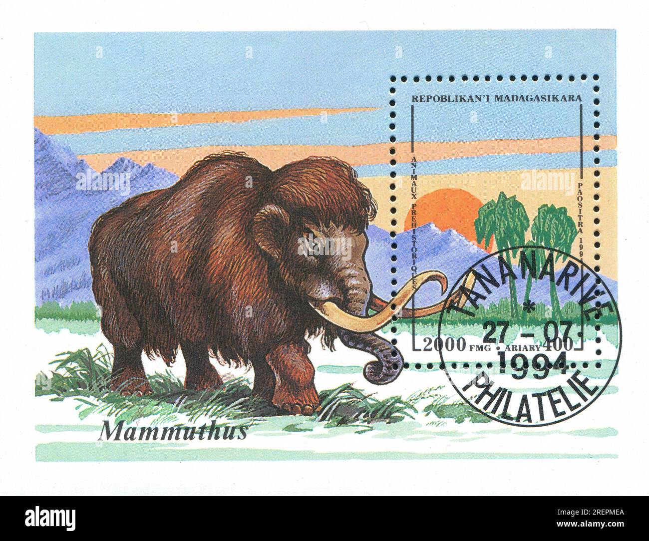 MADAGASCAR - CIRCA 1994: stamp printed by Madagascar, shows mammoth, circa 1994 Stock Photo