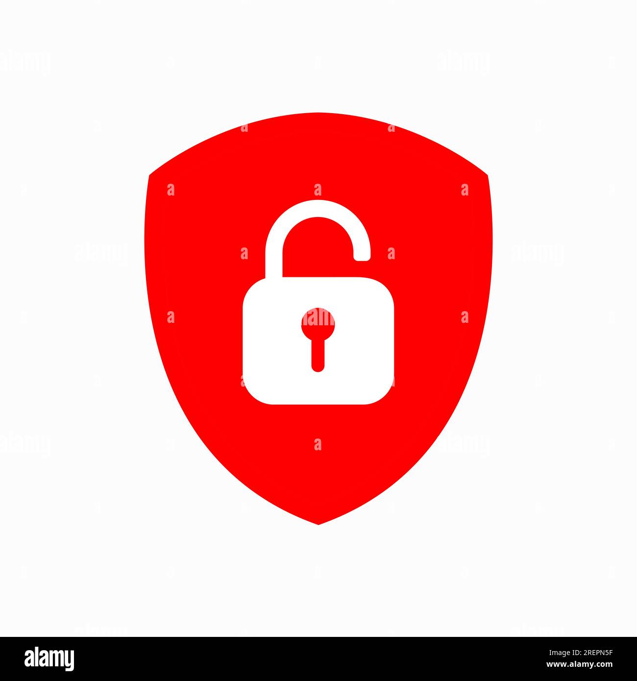 Lock or unlock padlock symbol with shield. Sign unlock on a white