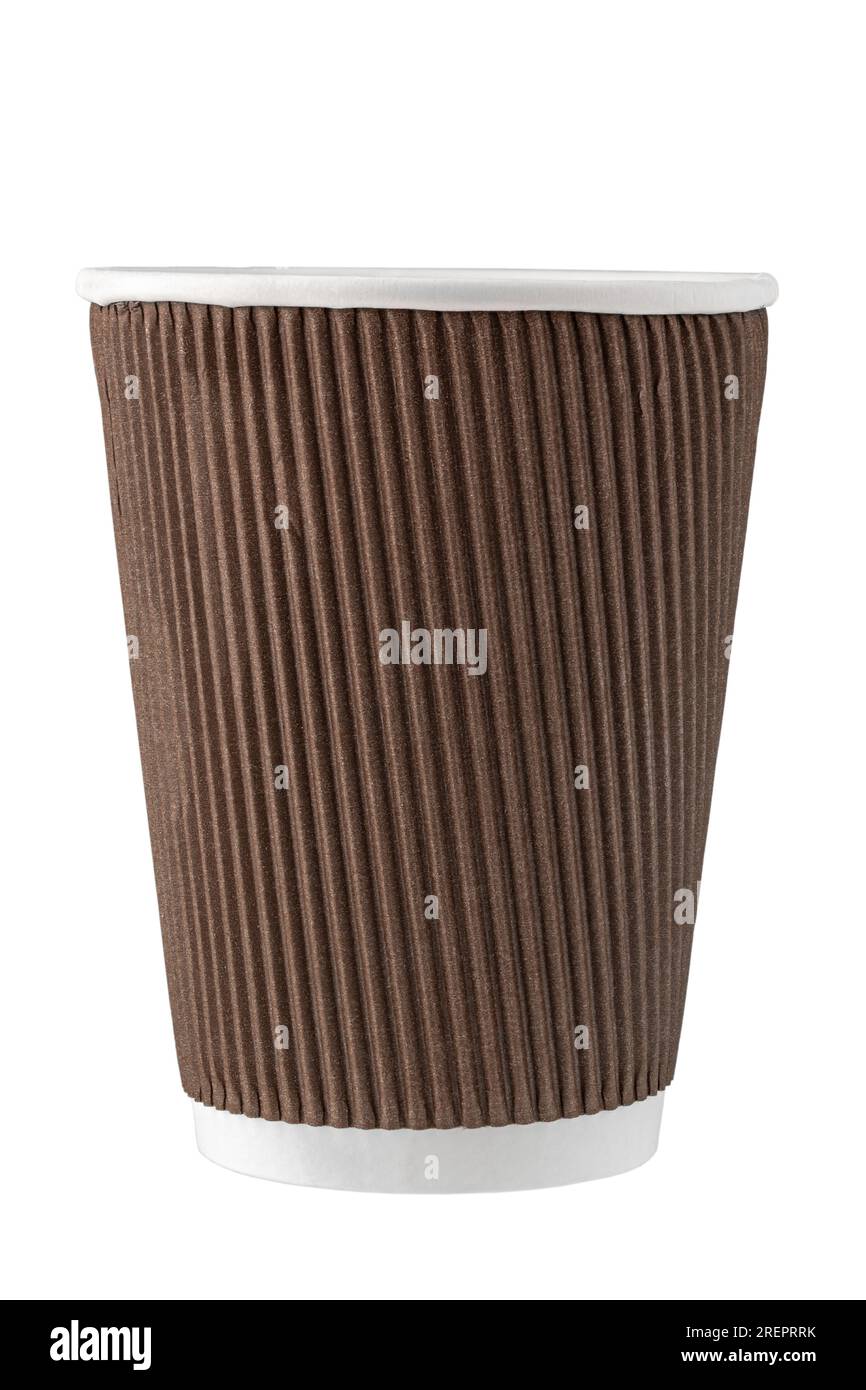 Disposable brown paper cup for drinks isolated on white background