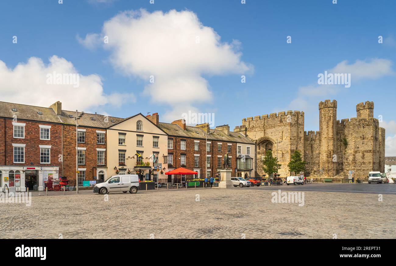 Castle Square in Caernarfon North Wales Stock Photo