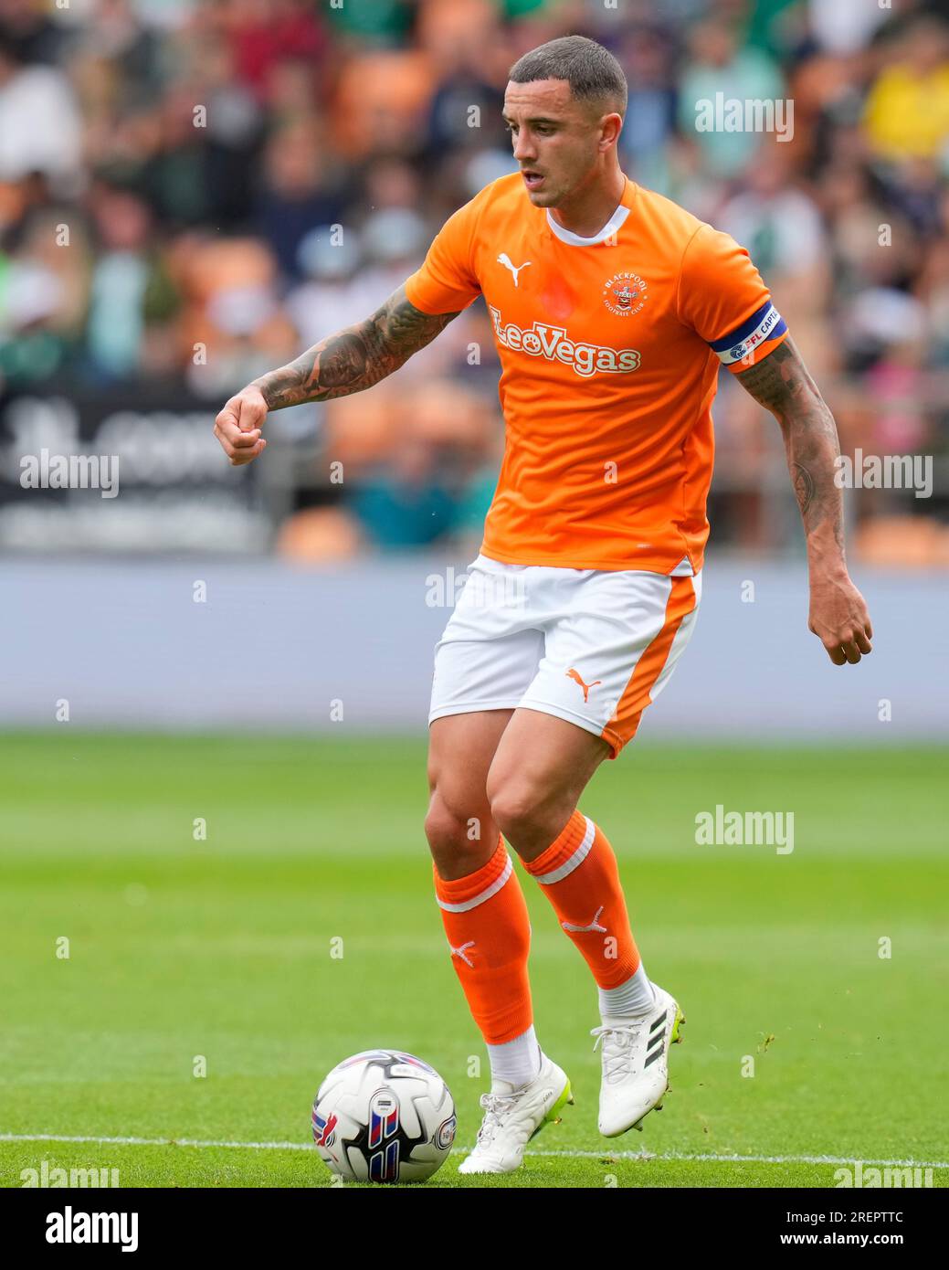 Oliver Norburn 6 of Blackpool during the Pre-season friendly match  Blackpool vs Hibernian at Bloomfield Road, Blackpool, United Kingdom, 29th  July 2023 (Photo by Steve FlynnNews Images Stock Photo - Alamy