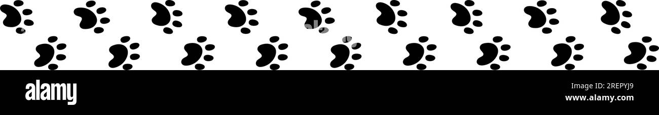 Paw prints of dogs, cat footprints, animalistic patterns, pet steps, puppy foot symbols, tracks, silhouette icons. Flat vector illustrations isolated Stock Vector