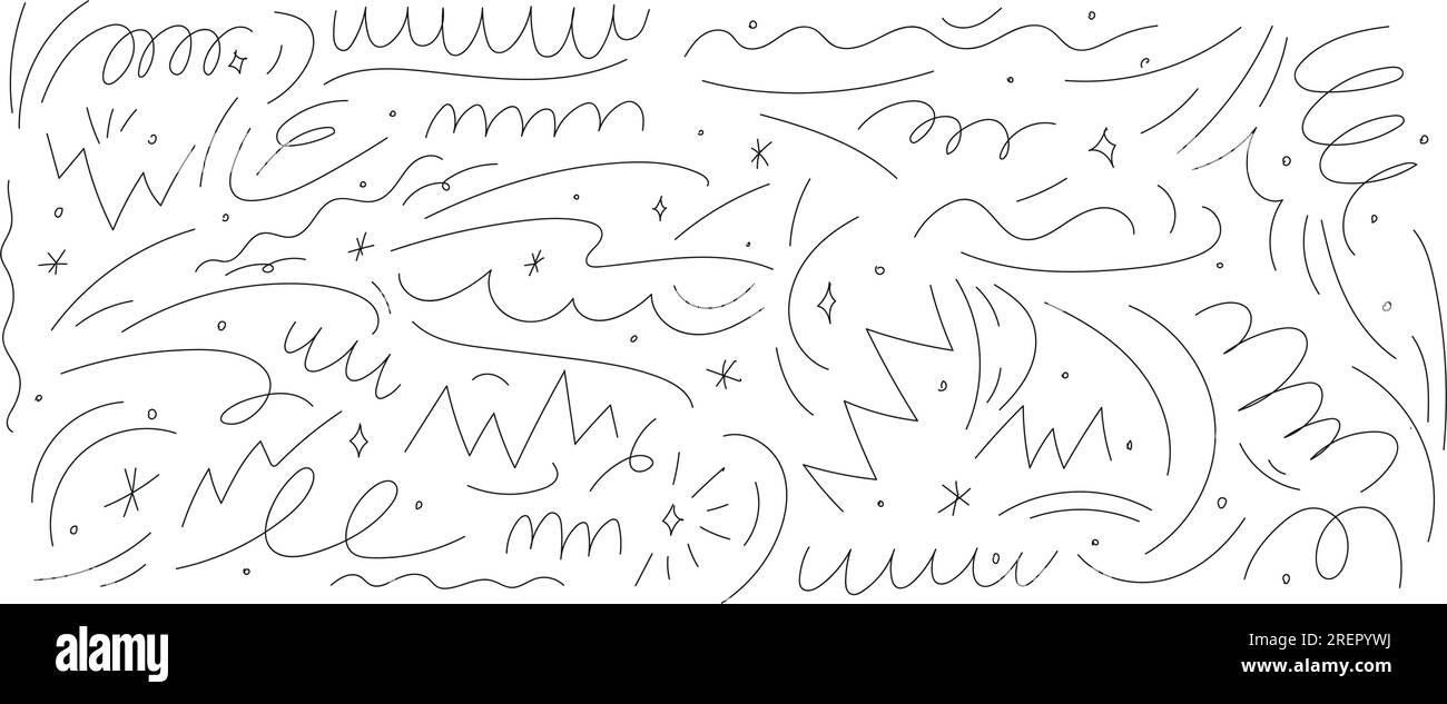 Squiggly lines in pencil, doodles, scribbles, brush squiggles, chalk