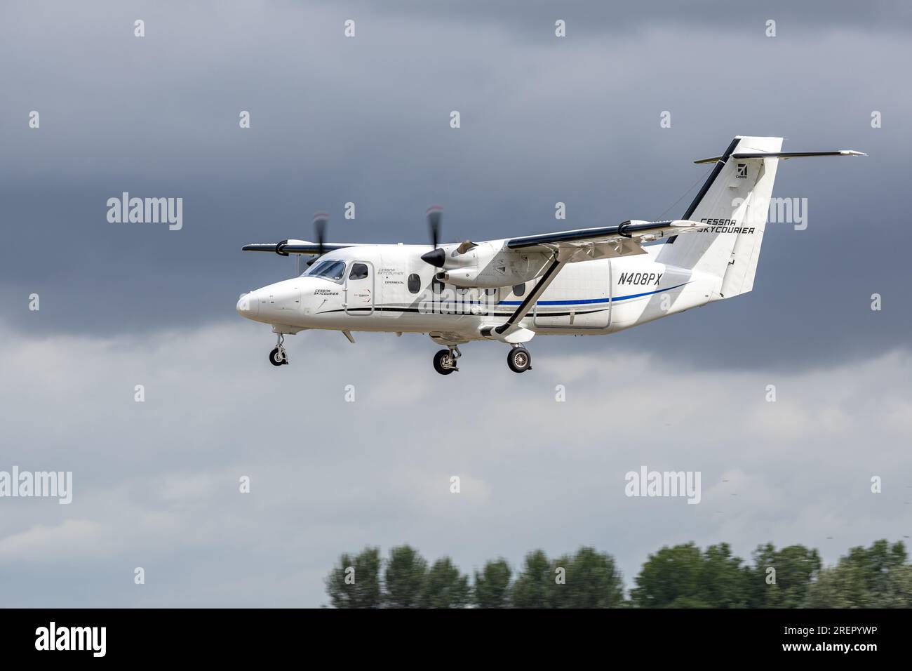 Cessna 408 Skycourier, arriving at RAF Fairford for the Royal International Air Tattoo 2023. Stock Photo