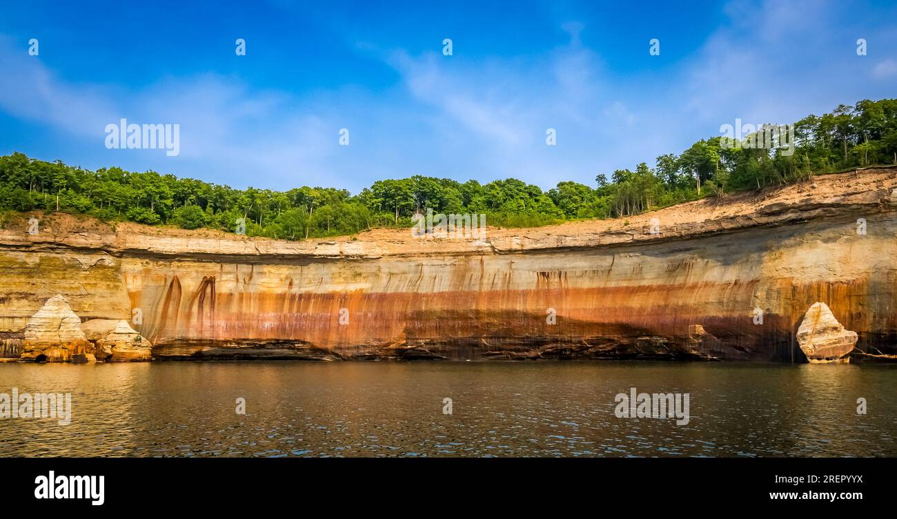 Pictured Rocks National Lakeshore on Lake Superior on the Upper Peninsula of Michigan USA Stock Photo
