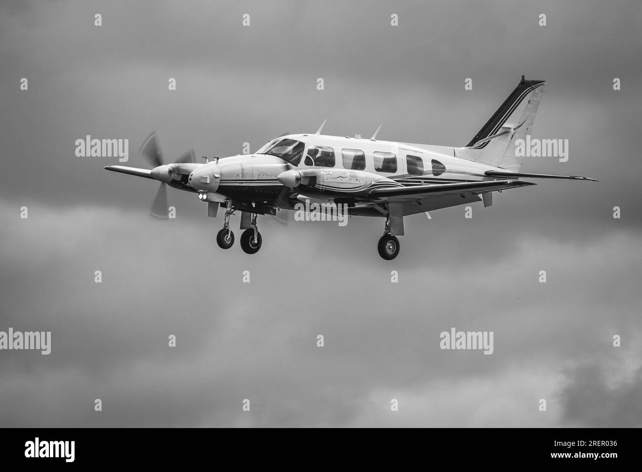 Piper PA-31 Navajo, arriving at RAF Fairford for the Royal International Air Tattoo 2023. Stock Photo