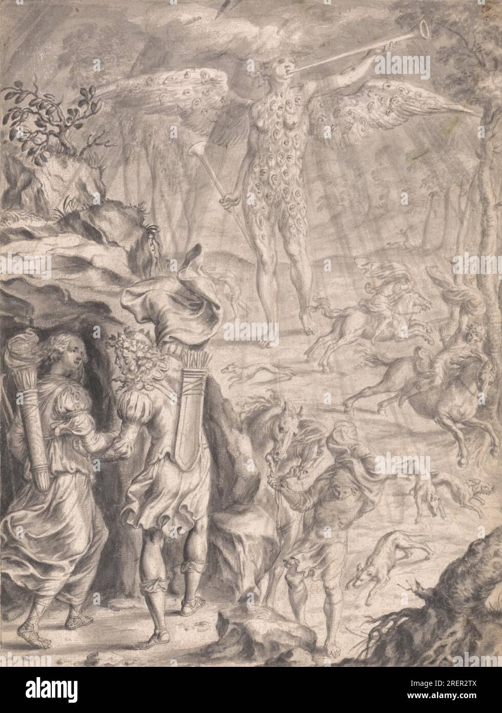 Dido and Aeneas Sheltering in a Cave by Francis Cleyn Stock Photo Alamy