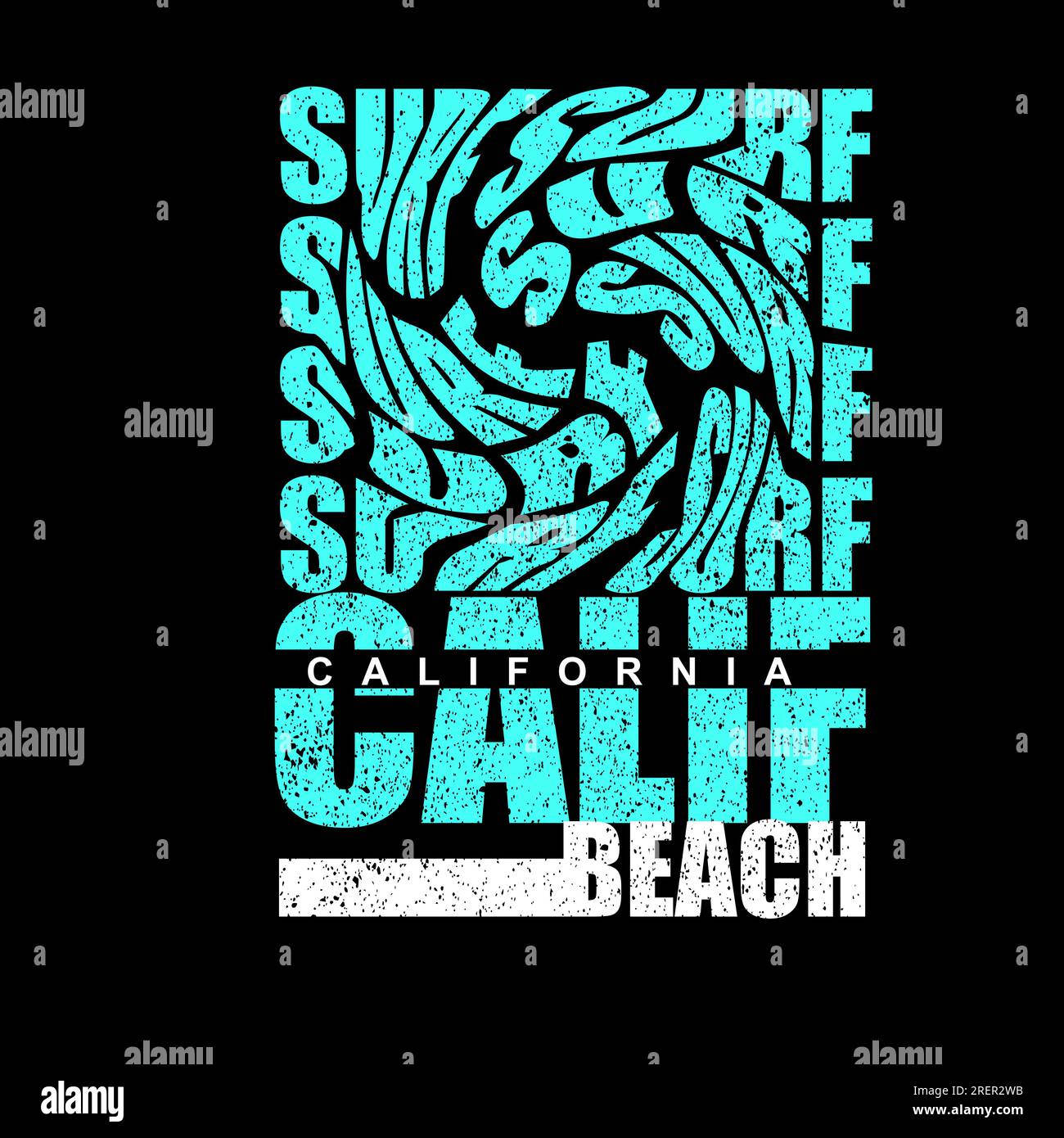 California beach typography swirl letter grunge distress surf poster ...